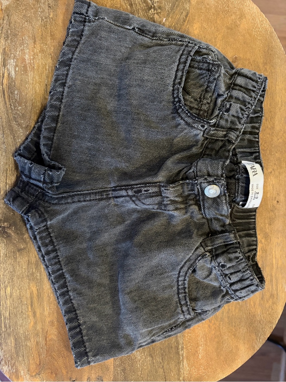 ZARA Kids Charcoal Black Washed Denim Shorts
